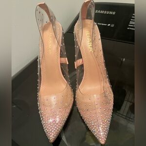 Iridescent clear heel